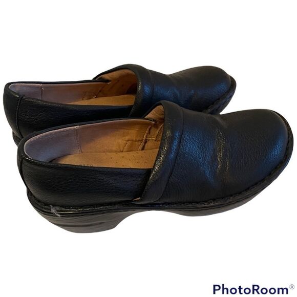 G.H. & C0. BASS Black Leather Clogs - Sheena Pebbled Clogs Shoes - Size 7 - Picture 1 of 7